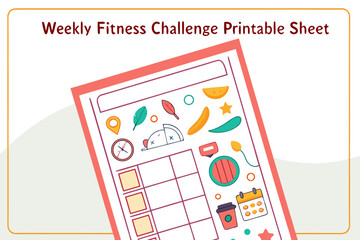 Engaging weekly fitness challenge printable sheet with fun icons for tracking progress and motivation