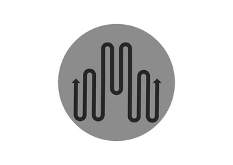 Minimalist arrow chart icon in gray circle, symbolizing growth, data analytics, business progress, and rising trends.