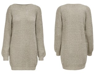 Stylish warm female sweater on white background.
womens winter dress and knitted dress