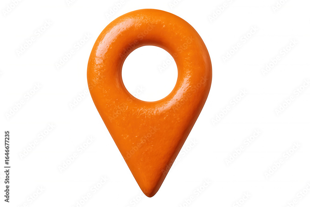Poster orange location pin pointing position on transparent background, perfect for indicating places on ma