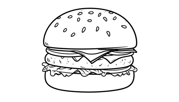 Delicious HandDrawn Burger Illustration. - Powered by Adobe