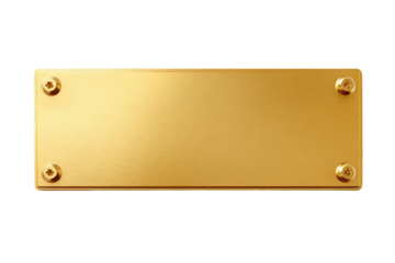 Golden Blank Plaque with Screws isolated on transparent background Remove png, Clipping Path, pen tool