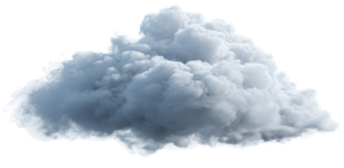 A single detailed cumulus cloud formation isolated on a white background. Realistic weather element for creative sky and design concepts.