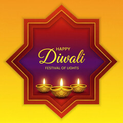 Happy Diwali greeting card design in vibrant gradiant purple background