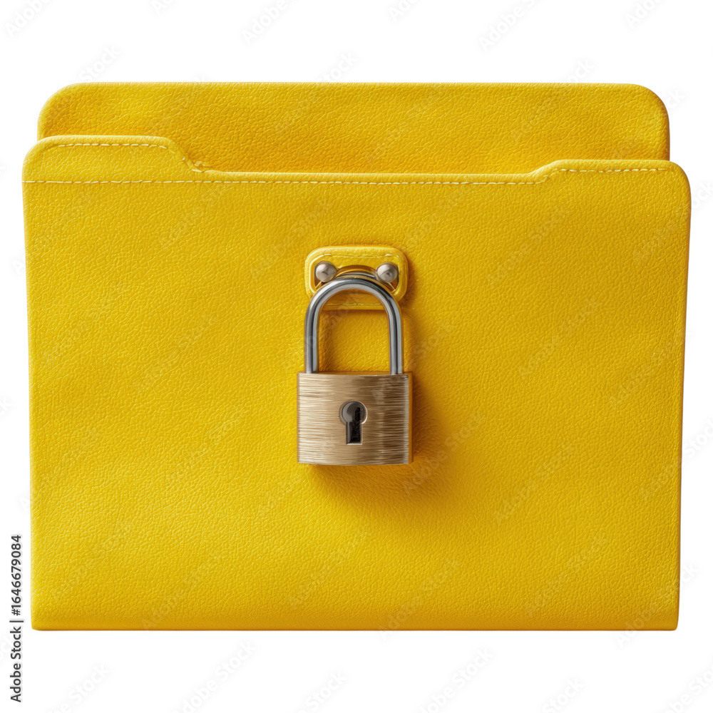 Poster secure yellow folder with padlock, symbolizing data protection and compliance. ideal for representin