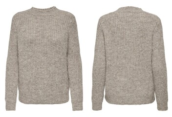 Stylish warm female sweater on white background.
womens winter dress and knitted dress