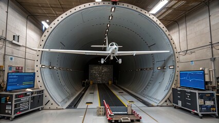 Aircraft testing in a large wind tunnel facility