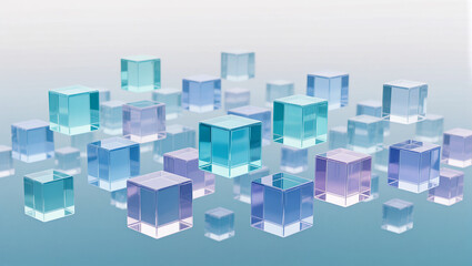 Obraz premium Colorful translucent cubes float in a dreamy abstract space
