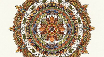 Fototapeta premium Detailed watercolor mandala illustration with earthy colors and intricate patterns