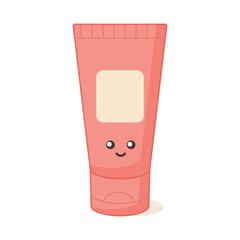 Body cream tube isolated on white background. Skin care cosmetic product template. Cute flat style