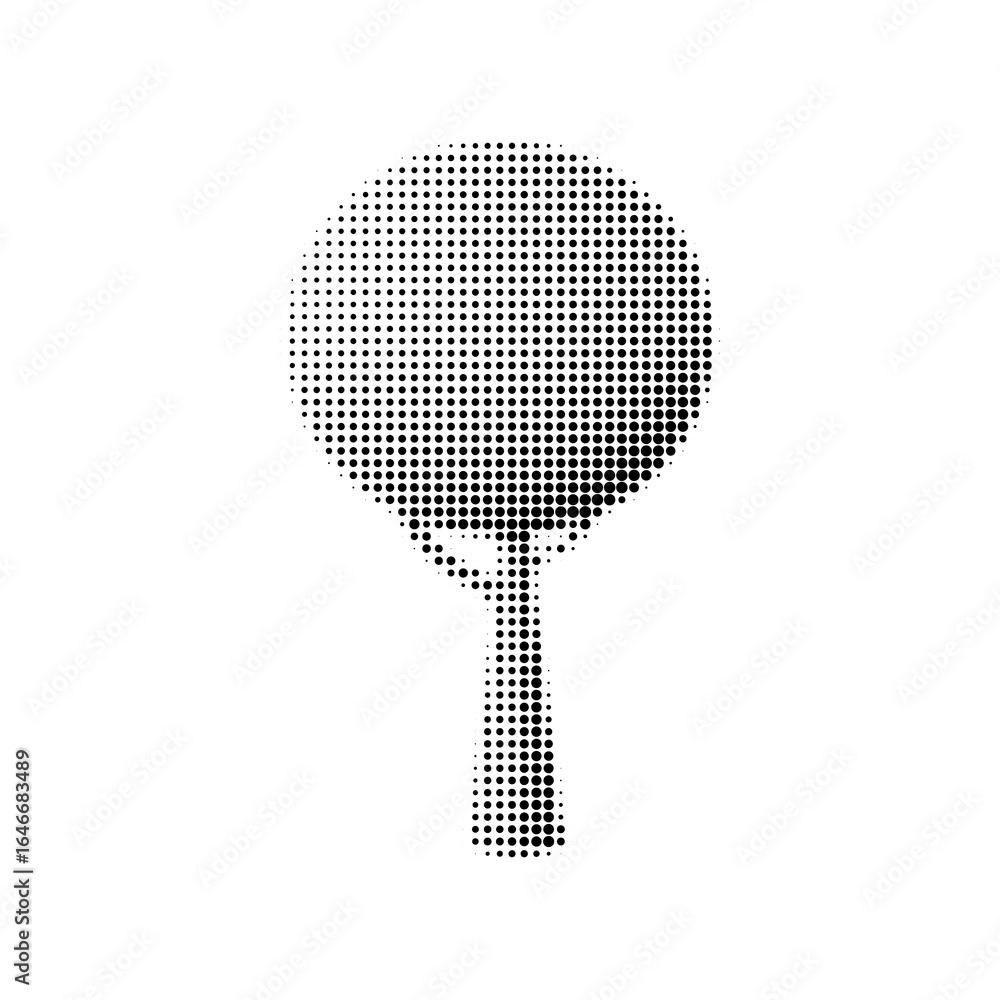 Poster decorative round tree vector illustration in black and white halftone style with visible branches. p