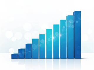 Rising blue bar graph illustrating upward trend and growth
