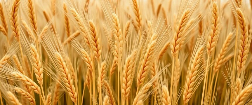 Golden wheat stalks interweave in a continuous, repeating pattern, grain, ripe