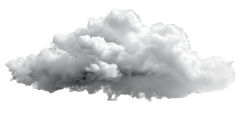 A single realistic puffy white cumulus cloud isolated, a symbol of atmospheric purity, clean air, and meteorology elements.