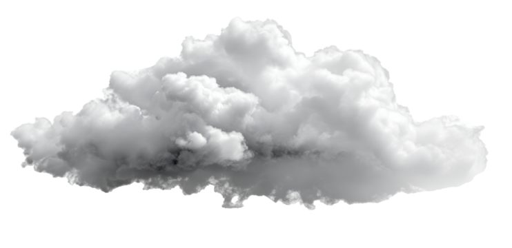 A single realistic puffy white cumulus cloud isolated, a symbol of atmospheric purity, clean air, and meteorology elements.