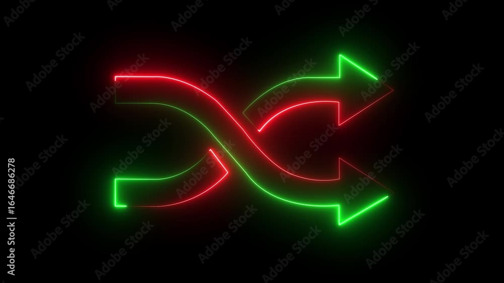 Aufkleber abstract neon arrow icon animation .glowing neon mask double arrow animation .glowing blue arrow poi