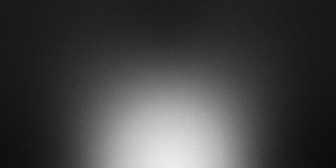 Black gradient background with grainy glowing white light and noise texture effect for banner,...