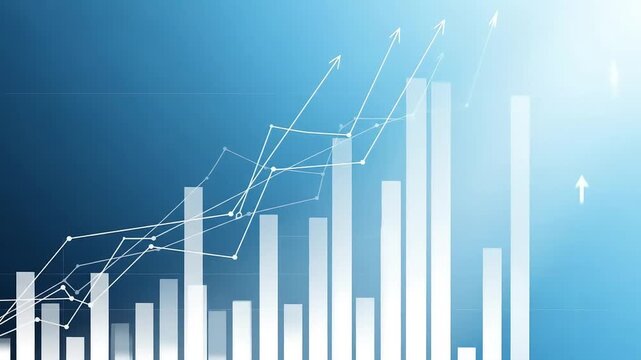 Business candle stick graph chart arow of stock market investment trading on white background design Bullish point Trend of graph stock market investment trading video