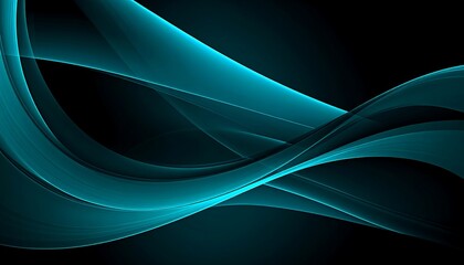 Teal abstract flowing lines on black background