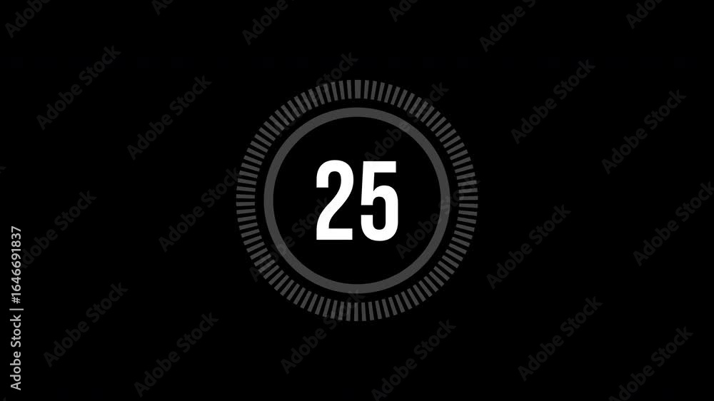 Poster 30 second circle countdown timer on a black background. runs from 30 to 0 seconds.