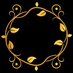 Elegant golden floral swirl border design