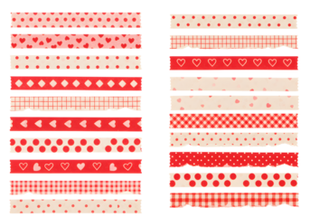 Red patterned washi tape set