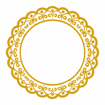 Elegant gold circular decorative frame with intricate scrollwork