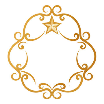 Elegant gold swirl frame with star accent