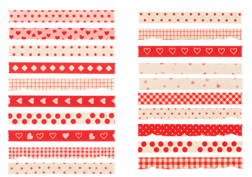 Red patterned washi tape set