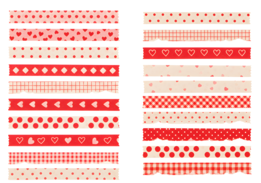 Red patterned washi tape set