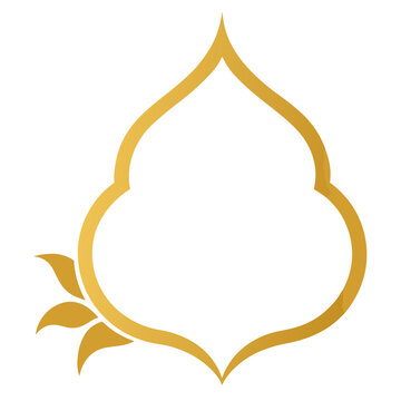 Elegant golden islamic archway frame with floral accents