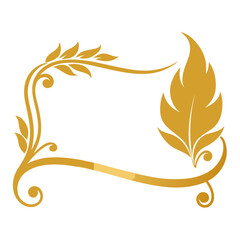 Elegant golden floral border design with leaf accents