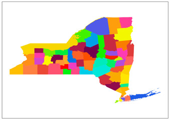 New York Map Color Edition &ndash; USA City Vector Outline for Travel, Tourism, and Modern Wall Art Projects