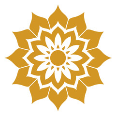 Golden floral mandala design with intricate petals