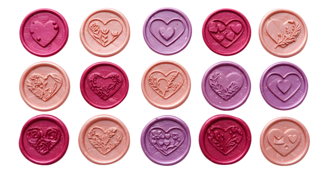 Pink and purple wax seal designs