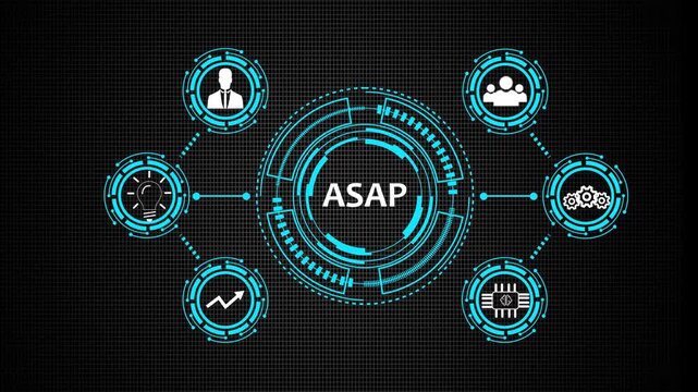 ASAP Efficient Processes and Quick Action,As Soon As Possible: Business Operations Concept,Rapid Execution and Project Management Network,Digital Workflow.