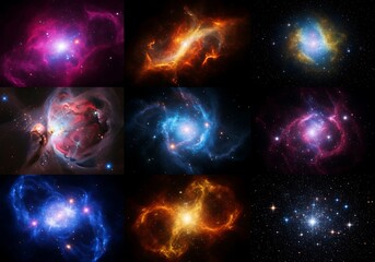 Obraz premium Vibrant Nebulae and Star Clusters in Cosmic Wonder