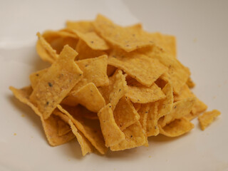 Tortilla chips on white background