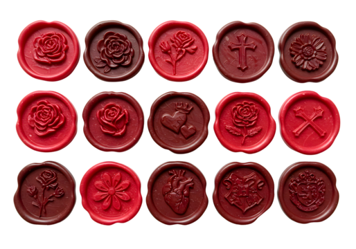 Red wax seal designs set