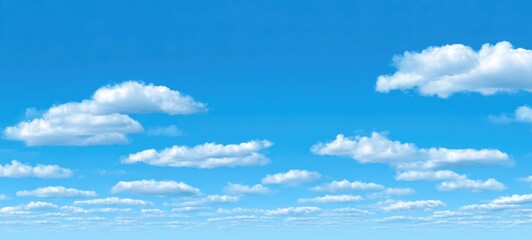 A vast expanse of a vibrant blue sky dotted with fluffy white cumulus clouds (1)