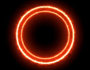 Two concentric fiery orange rings glow against a black background