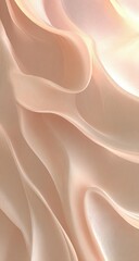 Obraz premium Close-up view of elegant, soft peach-toned fabric with flowing, wavy folds