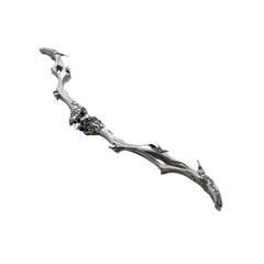 Fototapeta premium Ornate Silver Bow with Blue Gemstones - Fantasy Weapon, Game Asset, Jewelry Design