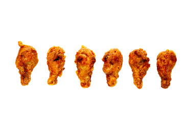 Fried chicken on white background.