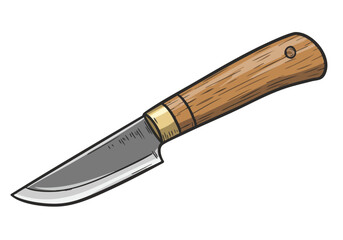 A detailed illustration of a woodworking knife with a wooden handle. Clean lines and a modern style. Perfect for design projects and marketing materials.