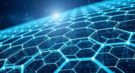 Holographic Blue Hexagon Pattern with Energy Beams