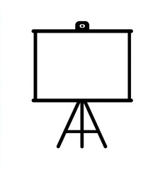 Simple line drawing of a presentation projector screen on a tripod stand