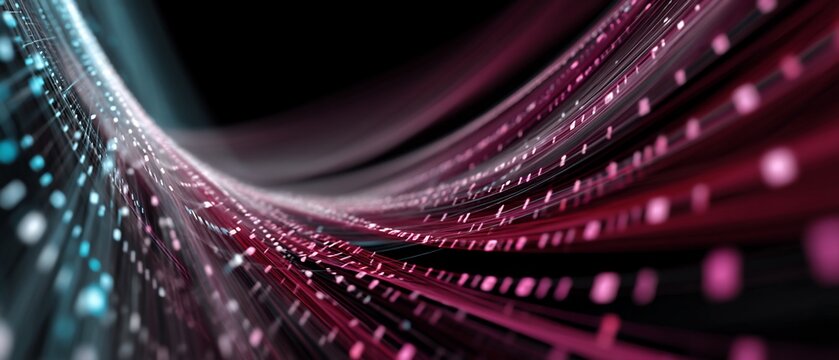 Data streams flowing with vibrant light