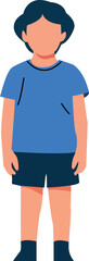 Fototapeta premium Young boy wearing a blue t shirt and shorts isolated on white background