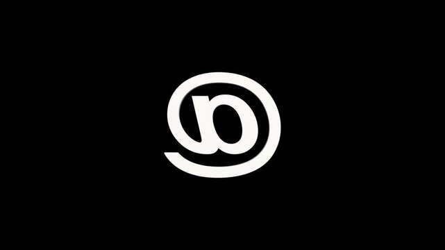 Sleek animated 3d email symbol on black background for digital communications. Animated teal at symbol floating against a solid black background for graphic design.  alpha channel. At sign animation.